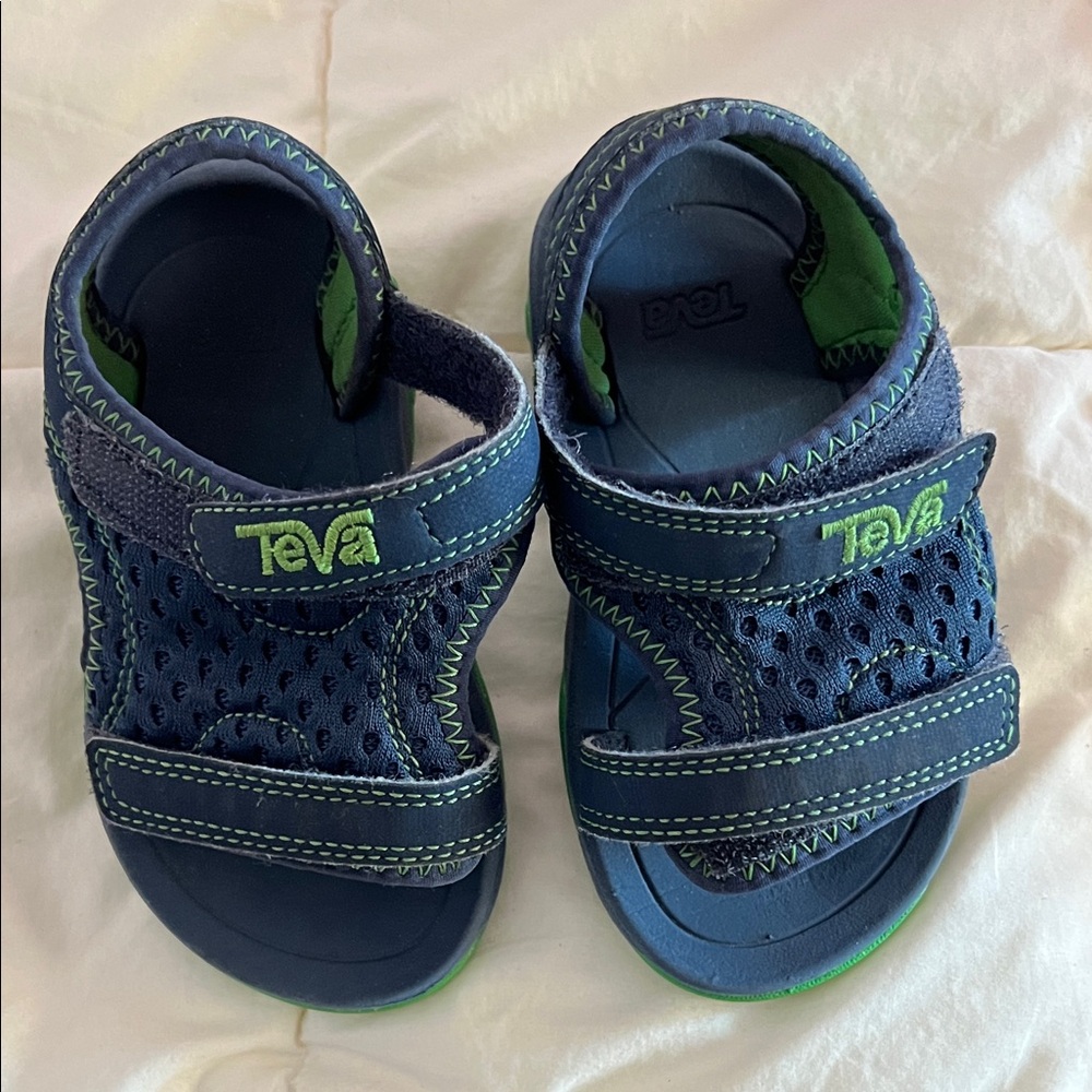 Teva Toddlet Navy with Green Accents Hook-and-Loop Sandals